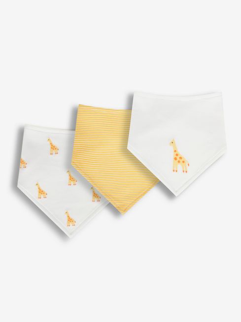 JoJo Maman Bébé Yellow Giraffe 3-Pack Cotton Baby Dribble Bibs