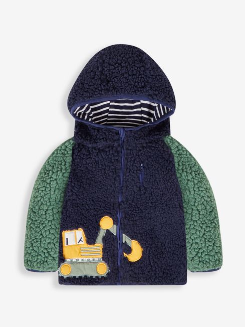 JoJo Maman B b Navy Blue Digger Borg Hoodie