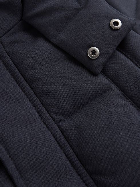 Reiss Navy Isaac Senior Quilted Hooded Coat