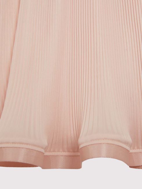 Reiss Pink Violet Junior Pleated Satin Trim Skirt