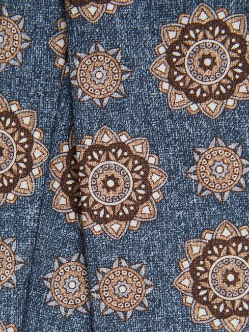 Silk Medallion Tie in Blue Melange