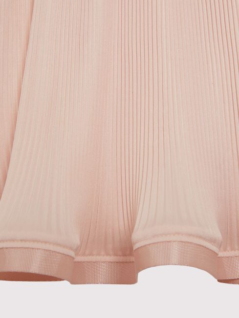 Reiss Pink Violet Senior Pleated Satin Trim Skirt