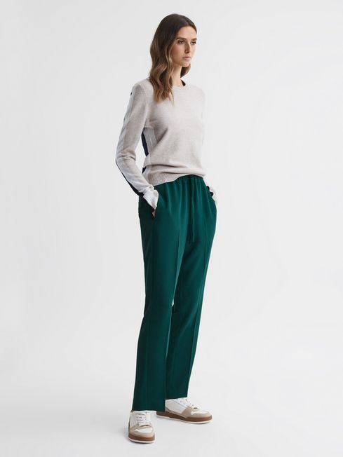 Reiss Teal Hailey Tapered Pull On Trousers
