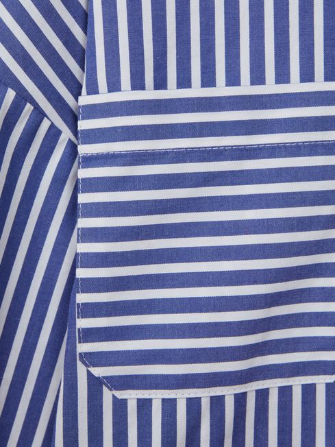 Reiss Blue Danica Junior Striped Cotton Shirt