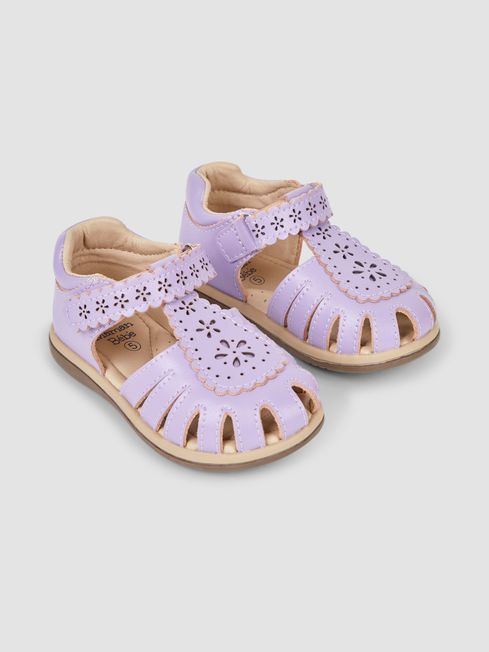 JoJo Maman Bébé Lilac Pretty Leather Closed Toe Sandals