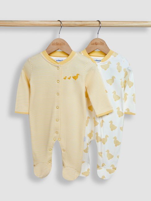 JoJo Maman Bébé Yellow Duck 2-Pack Sleepsuits