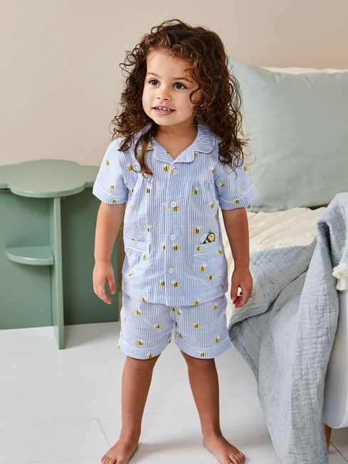 JoJo Maman Bébé Blue Bee Woven Pyjamas