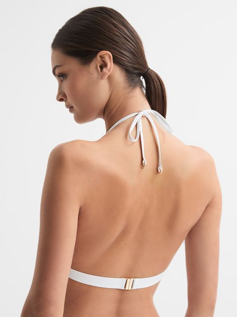 Reiss White Ripley Triangle Halterneck Bikini Top