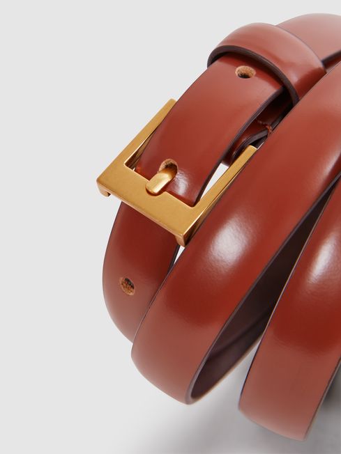 Reiss Tan Holly Thin Leather Belt