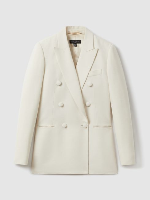White double breasted blazer on sale