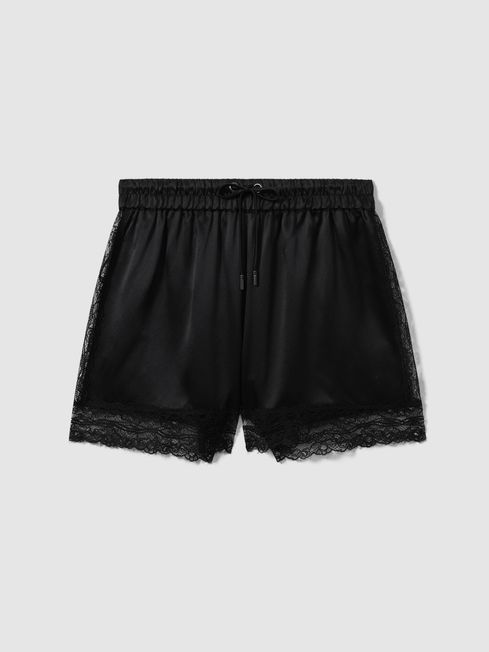 Bellami Black Silk Lace Trim Shorts REISS Germany