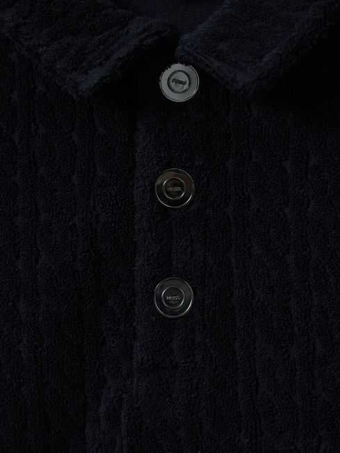 Reiss Navy Iggy Towelling Polo Shirt