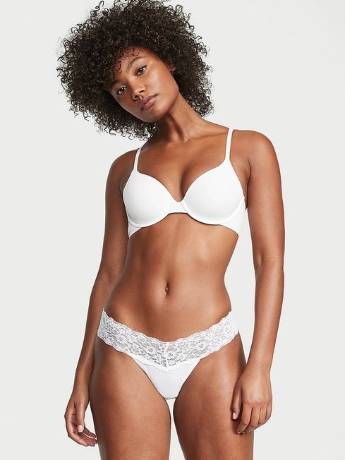 Victoria's Secret White Posey Lace Thong Knickers