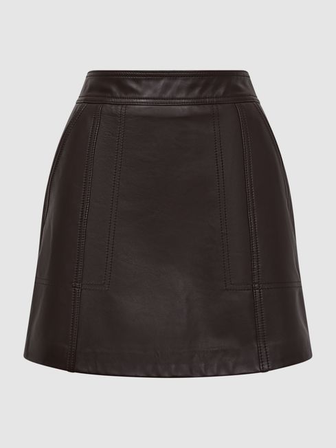 Reiss Edie Leather High Rise Mini Skirt | REISS USA