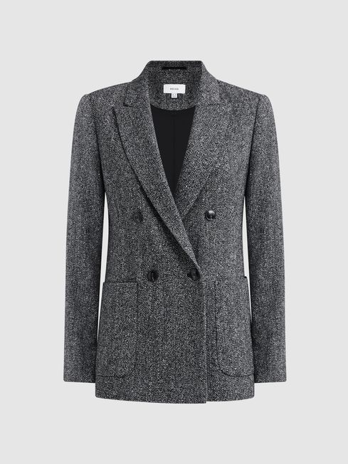 Reiss Luella Relaxed Fit Textured Double Breasted Suit Blazer REISS Rest of Europe