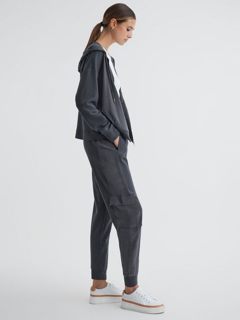 Reiss Charcoal Hybrid Side Stripe Drawstring Joggers