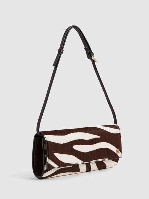 Reiss Dakota Zebra Calf Hair Baguette Bag | REISS USA