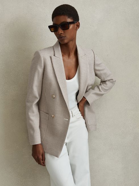 Reiss dogtooth blazer top