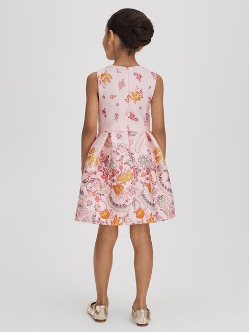 Reiss Pink Alice Junior Scuba Bow Fit-and-Flare Dress