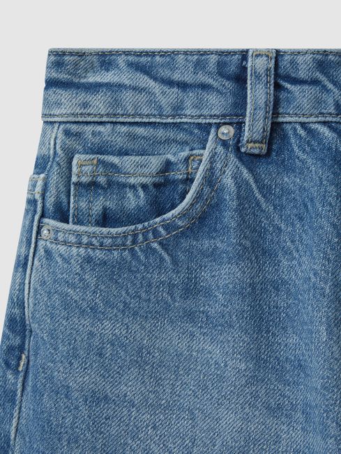 Reiss Mid Blue Ronnie Teen Loose Fit Adjuster Jeans