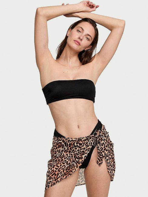 Victoria's Secret Leopard Brown Sheer Crinkle Sarong