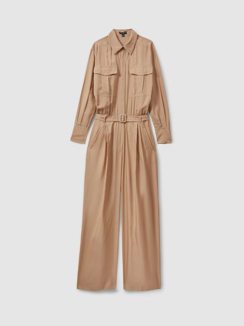 Jumpsuit beige lang sales
