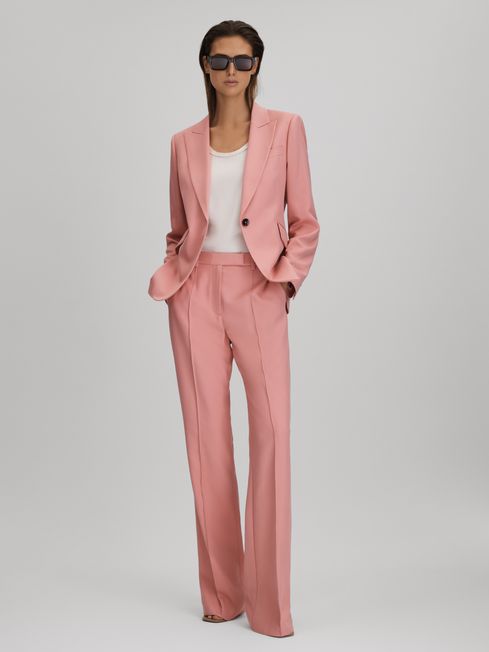 Reiss Pink Millie Petite Flared Suit Trousers