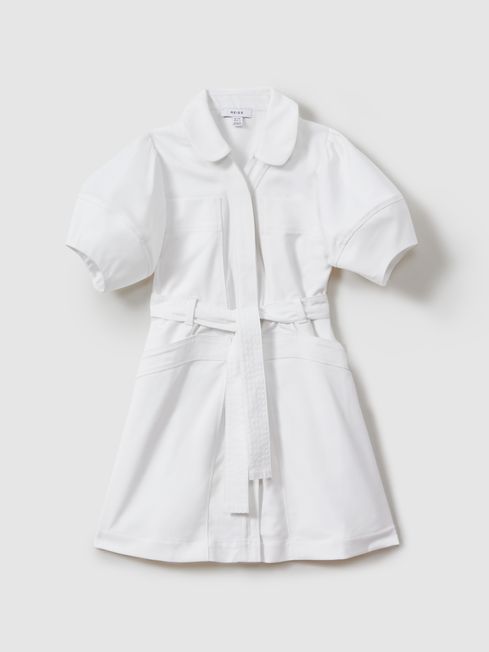 Reiss Ivory Ginny Teen Belted Puff Sleeve Dress