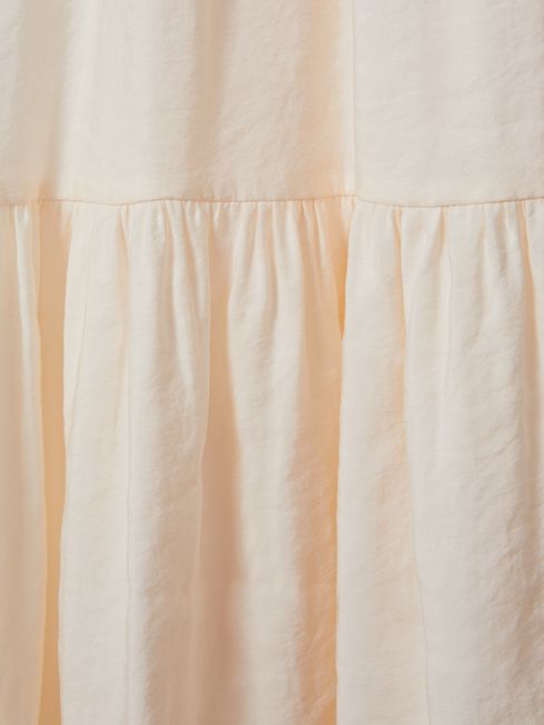 Reiss Neutral Tammy Tiered Drawstring Maxi Skirt