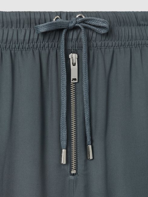 Reiss Blue Cameilla Drawstring Zip-Front Wide Leg Trousers