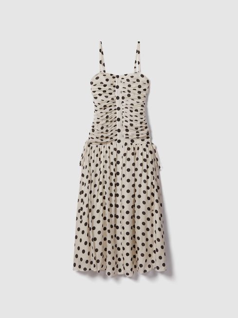 Polka dot ruched dress cheap