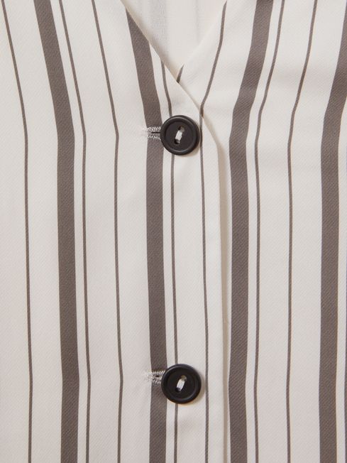 Reiss Ivory/Grey Francie Striped Drawstring Hem Waistcoat