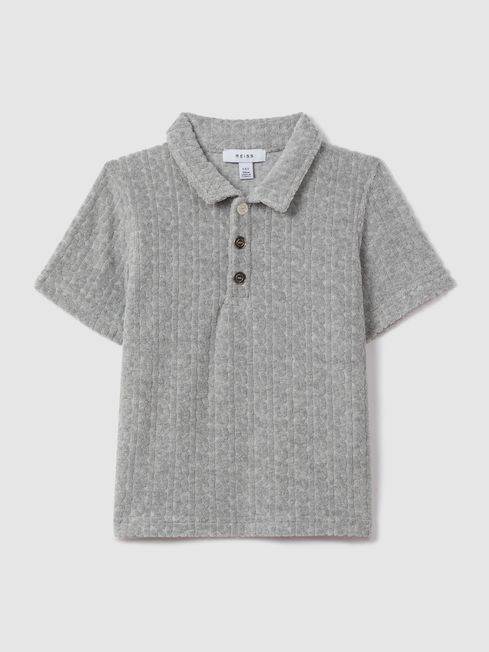 Reiss Soft Grey Iggy Towelling Polo Shirt