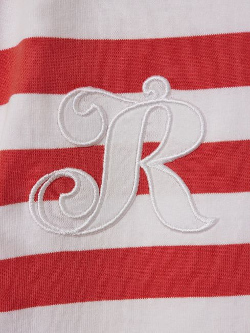 Reiss Red Imogen Senior Cotton Striped Sleeveless Vest