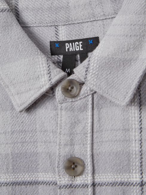 Paige Cotton Checked Overshirt in Grey