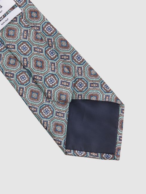Reiss Sea Green Assisi Silk Medallion Print Tie