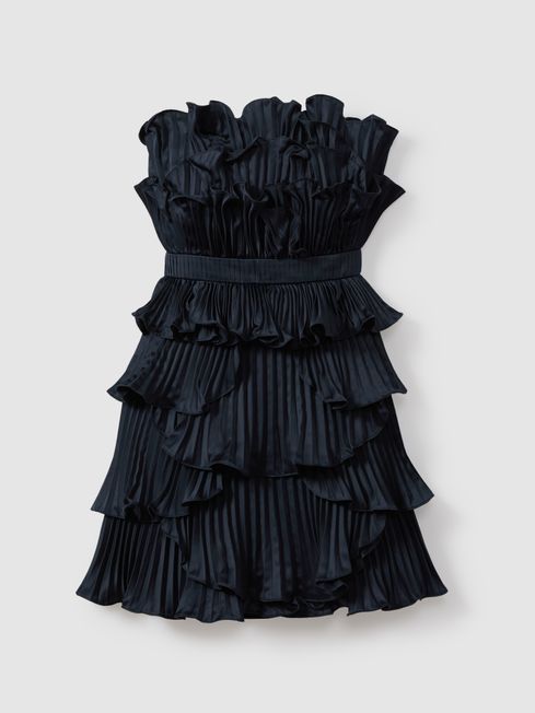 Black strapless ruffle dress store