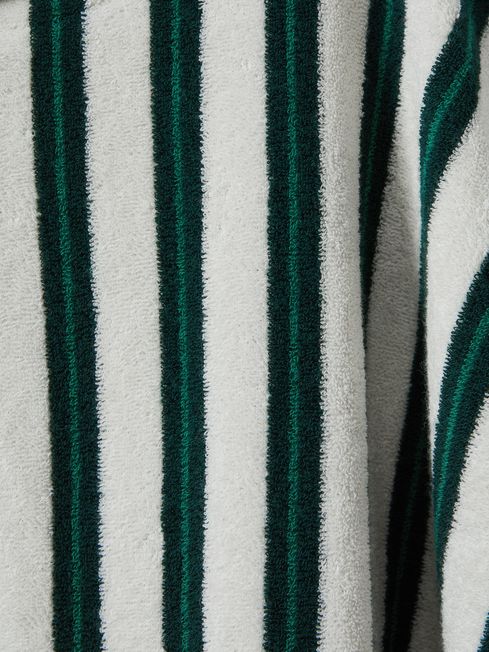 Reiss Green/White Ray Hooded Striped Poncho