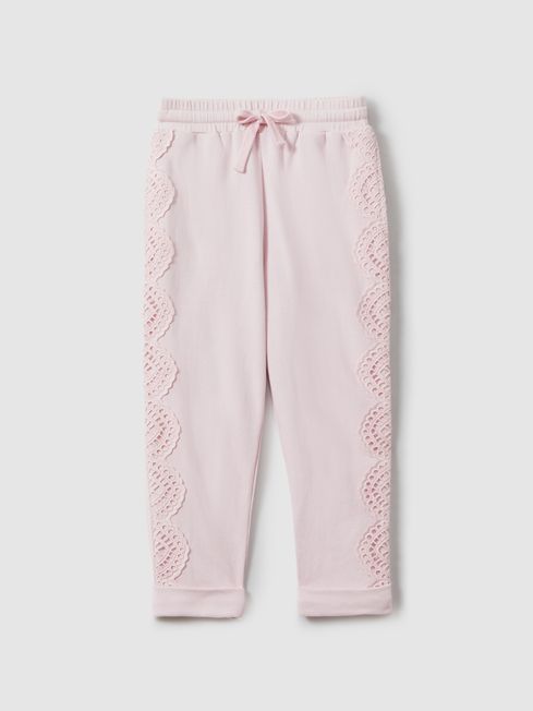 Reiss Pink Sophie 13-14 yrs Sophie Teen Cotton Broderie Drawstring Trousers