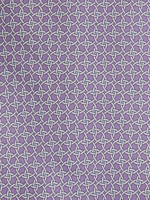 Silk Geometric Print Tie in Orchid