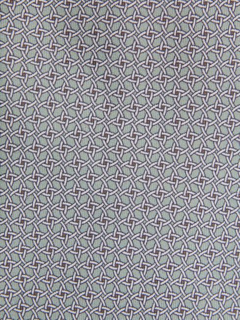 Silk Geometric Print Tie in Pistachio