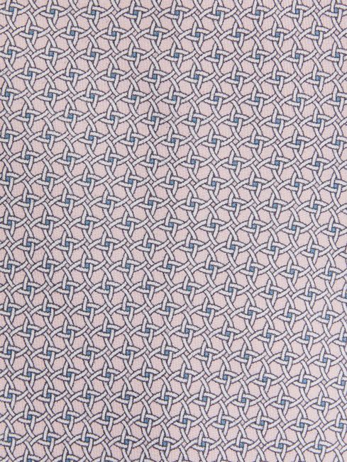 Silk Geometric Print Tie in Soft Rose