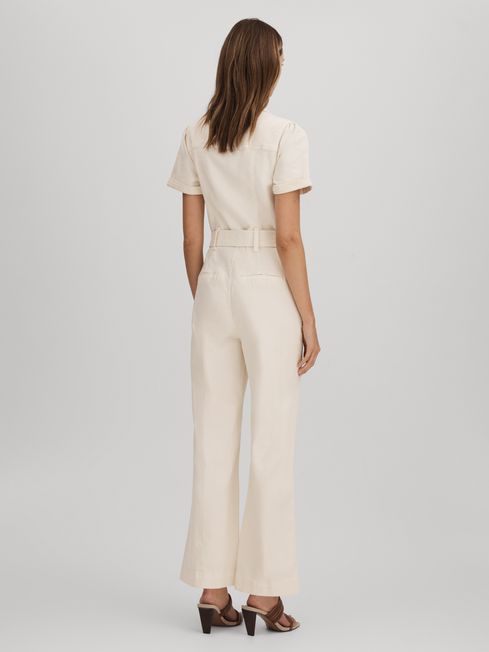 Paige Denim Puff Sleeve Jumpsuit