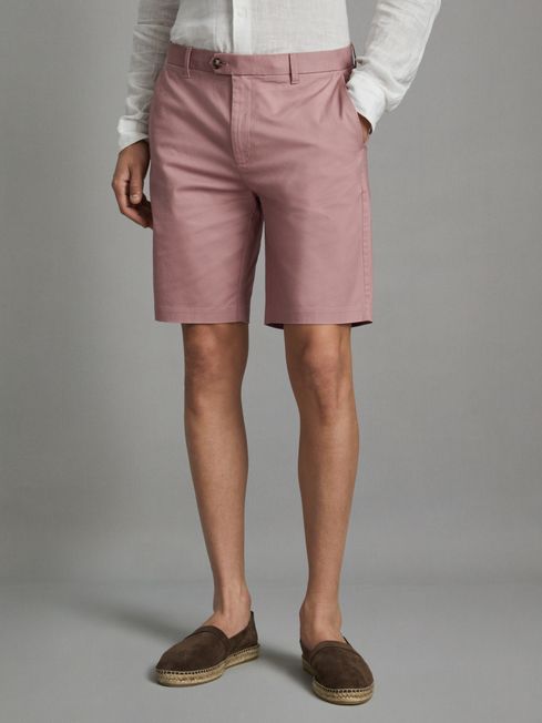 Reiss Dusty Pink Wicket Modern Fit Cotton Blend Chino Shorts