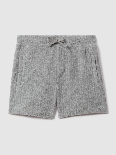 Reiss Soft Grey Fletcher Teen Towelling Drawstring Shorts