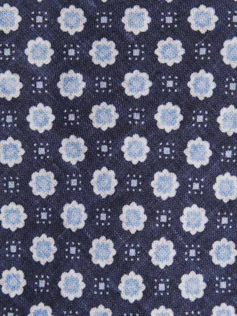 Reiss Eclipse Blue Basilica Silk Floral Print Tie