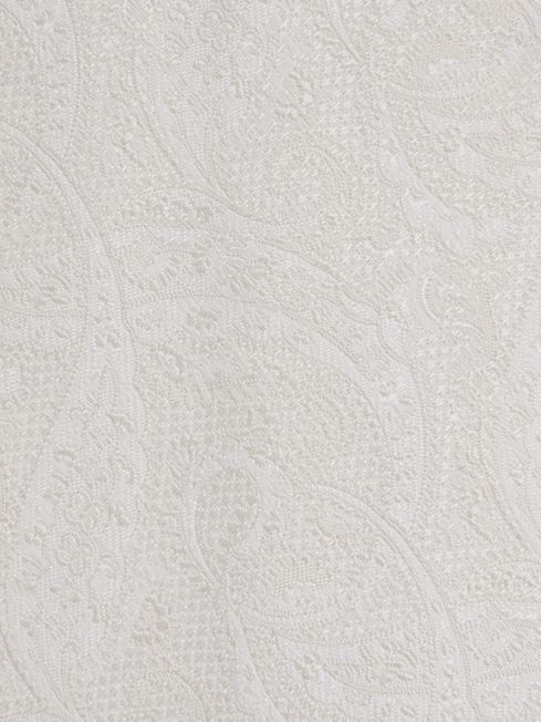 Silk Blend Jacquard Paisley Print Tie in Ivory