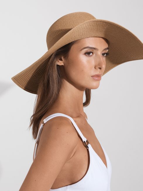 Raffia wide brim hat sales