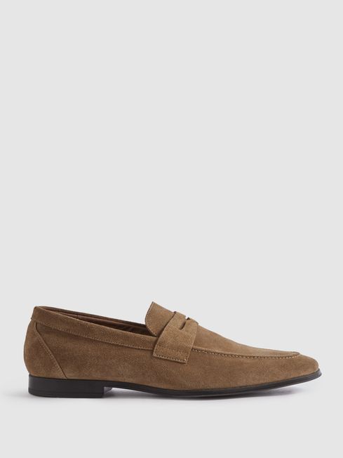 Reiss Stone Bray Suede Suede Slip On Loafers