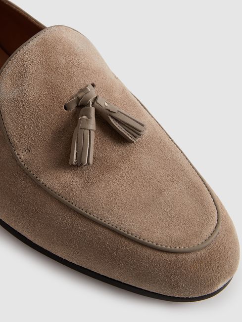 Reiss Taupe Harry Suede Slip-On Belgian Loafers